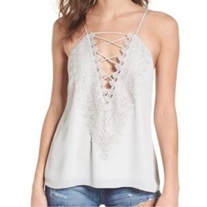 Wayf Ivory Lace Up Camisole top